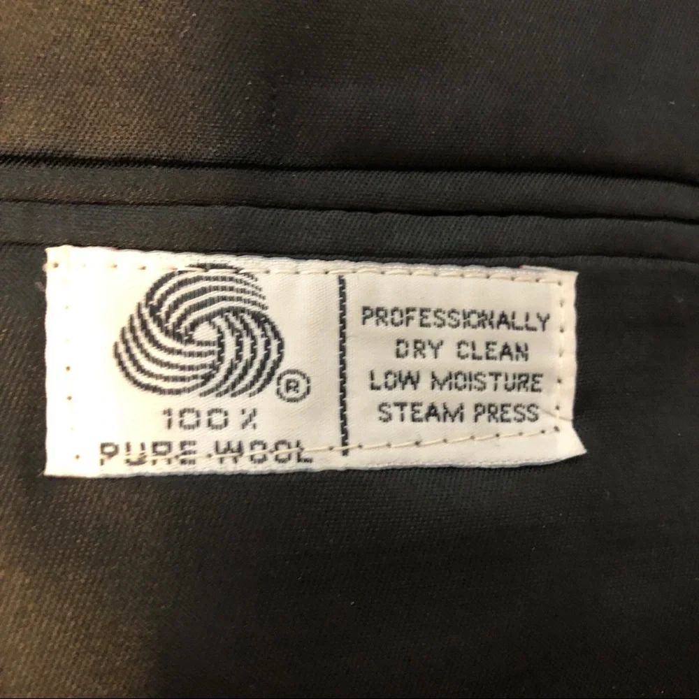 Vintage lambs wool herringbone blazer, dark gray Sz 46R - Picture 11 of 13